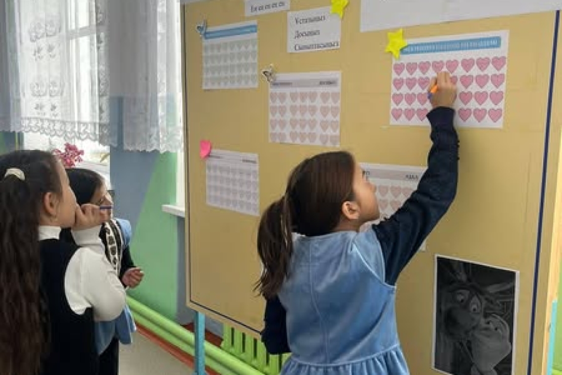 Сырымбет орта мектебінің психологы Бакрамова Б.А және тәжірибеден өтуші Айтпаева А. М оқушылармен психологиялық тренинг өткізді. Мақсаты:Оқушыларды тренинг арқылы адам бойындағы жақсы қасиеттерді айыра білуге үйрету. Әр сынып оқушылары белсене қатысты.